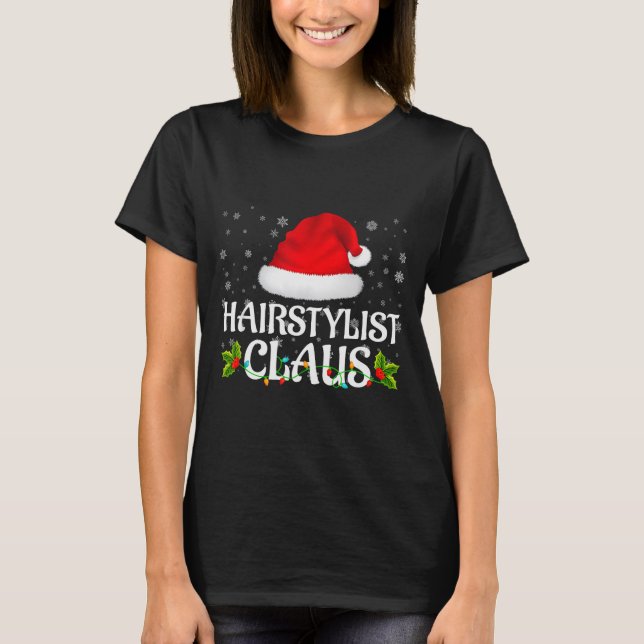 Hairstylist Claus Christmas Lights Pajama Family M T-Shirt (Front)
