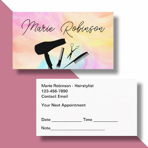 Hairstylist Colourful Trendy Appointment Reminder Business Card