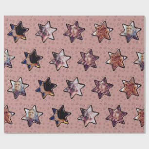 Hairstylist Custom Photo Christmas Stars Wrapping Paper