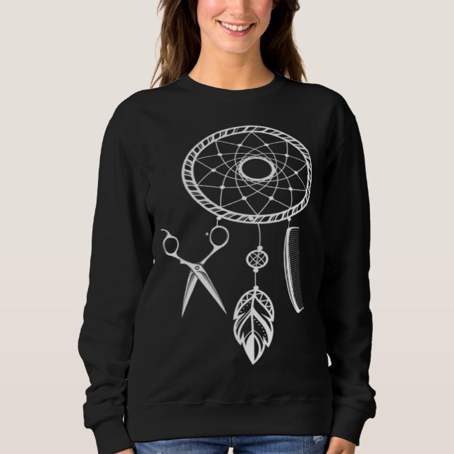 Hairstylist Dreamcatcher Comb Scissors Hair Cutter Sweatshirt (Front)