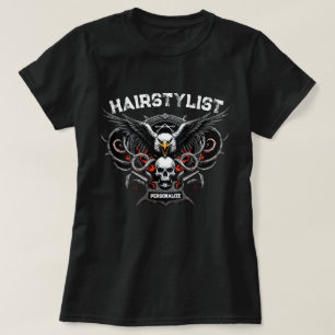 Hairstylist Eagle Skull Combs And Scissors Design T-Shirt