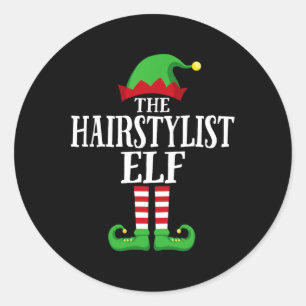 Hairstylist Elf Matching Family Group Christmas Pa Classic Round Sticker