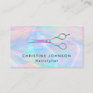 hairstylist faux holographic effect business card