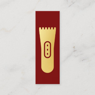 Hairstylist Hair Clipper Faux Gold And Burgundy Mini Business Card