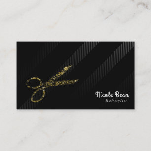 Hairstylist Hair Dresser Gold & Black Chic Glam Business Card
