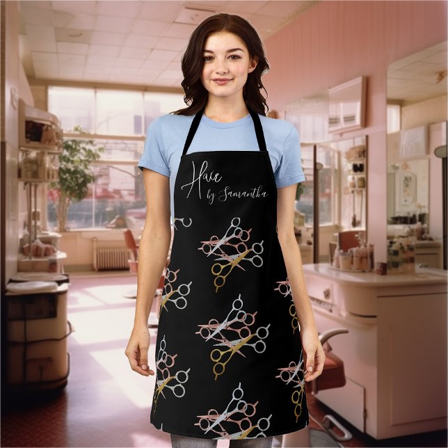Hairstylist Hair Dresser Salon Rose Gold Scissors Apron (Creator Uploaded)