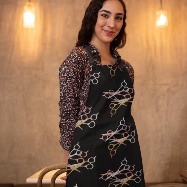 Hairstylist Hair Dresser Salon Rose Gold Scissors Apron (Creator Uploaded)