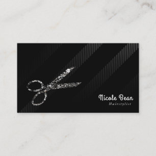 Hairstylist Hair Dresser Silver & Black Chic Glam Business Card