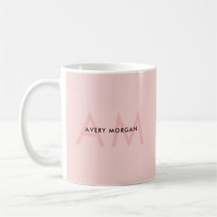 Hairstylist Hair Salon Blush Pink Monogram Coffee Mug