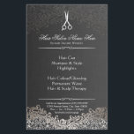 Hairstylist Hair Salon Elegant Dark Silver Damask Flyer<br><div class="desc">Elegant Dark Silver Damask Hairstylist Hair Salon - Classic and Unique Flyer Template. You can add additional information on the back. (1) For further customisation, please click the "customise further" link and use our design tool to modify this template. (2) If you need help or matching items, please contact me....</div>