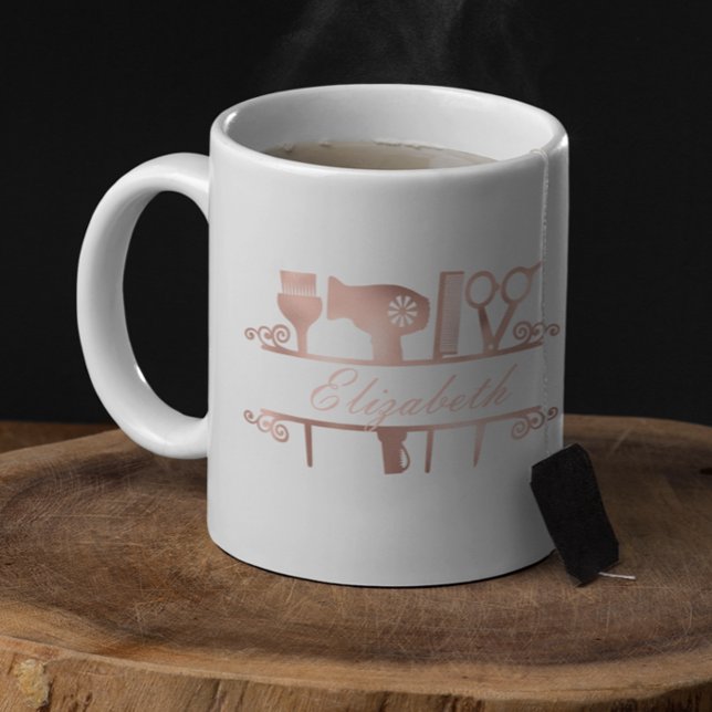 Hairstylist Hair Salon Monogram Rose Gold   Coffee Mug (Creator Uploaded)