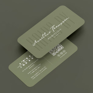 Hairstylist Hairdo Haircut Elegant Sage Modern Business Card