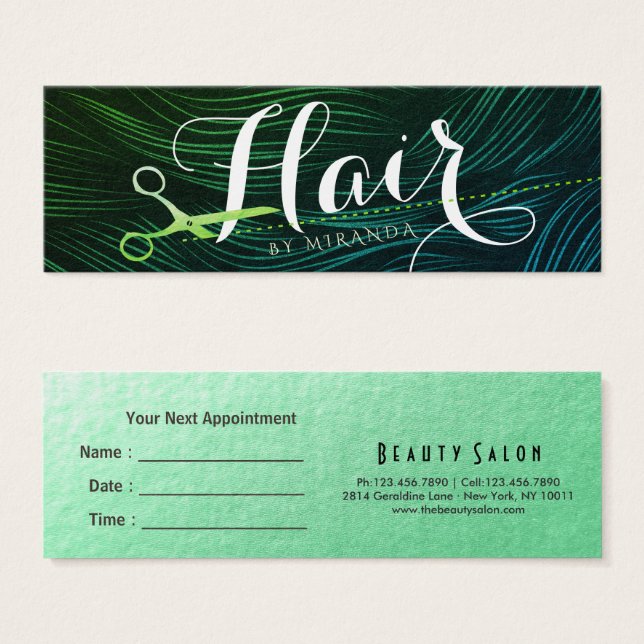 Hairstylist Hairdresser Beauty Green Gold Scissors (Front & Back)