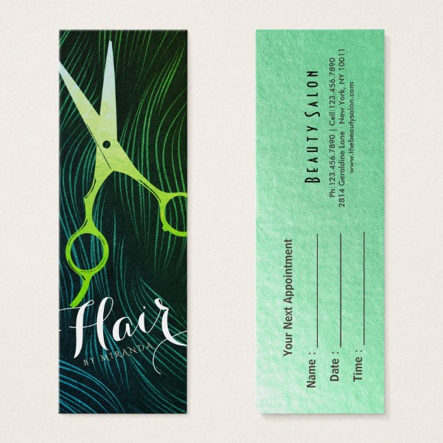Hairstylist Hairdresser Beauty Green Gold Scissors (Front & Back)