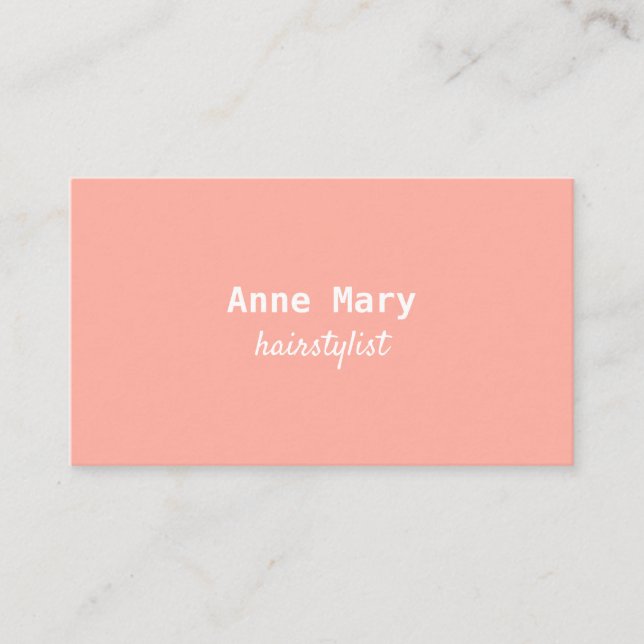 Hairstylist Hairdresser Peach Coral Pink Salon Business Card (Front)