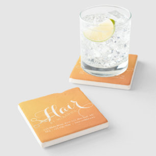 Hairstylist Makeup Salon Chic Orange Gold Scissors Stone Coaster