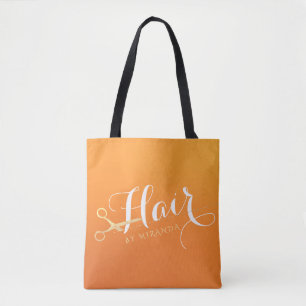 Hairstylist Makeup Salon Chic Orange Gold Scissors Tote Bag