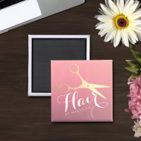 Hairstylist Makeup Salon Modern Pink Gold Scissors