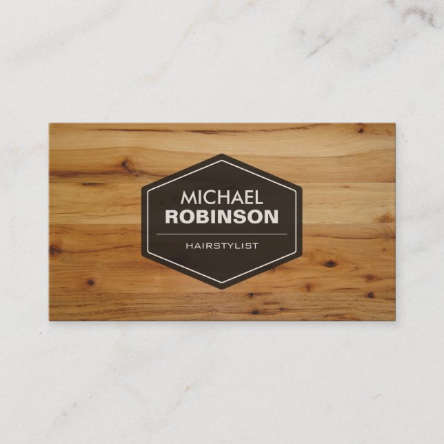 Hairstylist - Modern Wood Grain Look Business Card (Front)