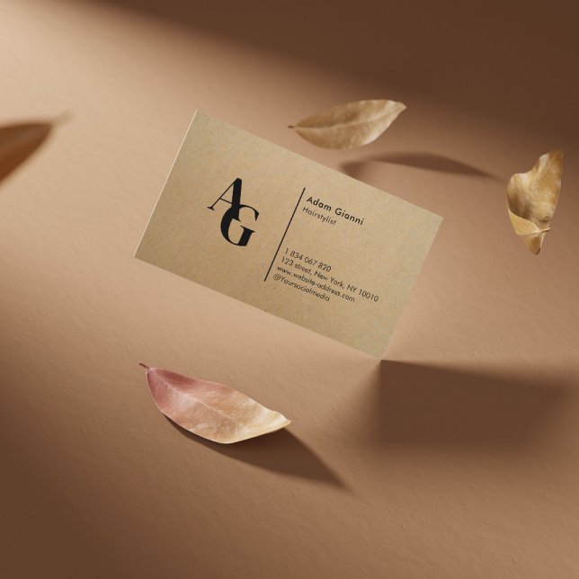 Hairstylist Monogram Kraft  Business Card (Creator Uploaded)