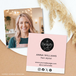 Hairstylist Photo Beauty Salon Logo Square Business Card