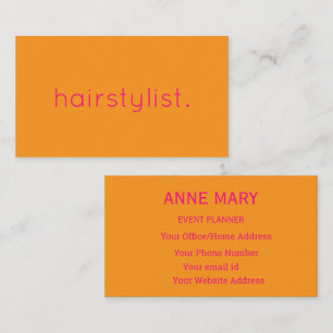Hairstylist Pink Orange Colorful Hair Spa Script  Business Card