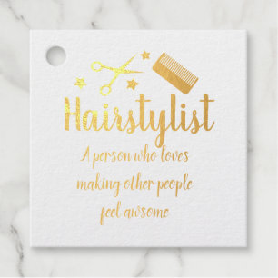 Hairstylist Quote Funny Hairdresser Stars Gold Favour Tags