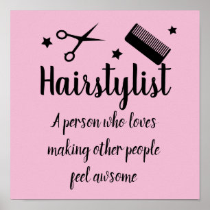 Hairstylist Quote Funny Hairdresser Stars Pink Poster