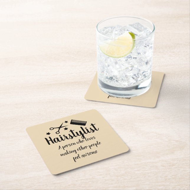 Hairstylist Quote Funny Hairdresser Stars  Square Paper Coaster (Insitu)
