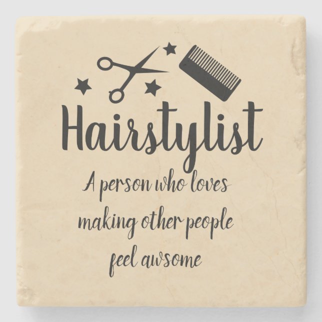 Hairstylist Quote Funny Hairdresser Stars  Stone Coaster (Front)