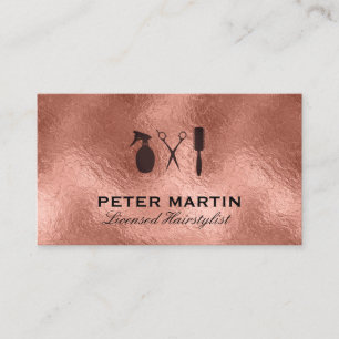 Hairstylist   Rose Gold Foil Background Business Card
