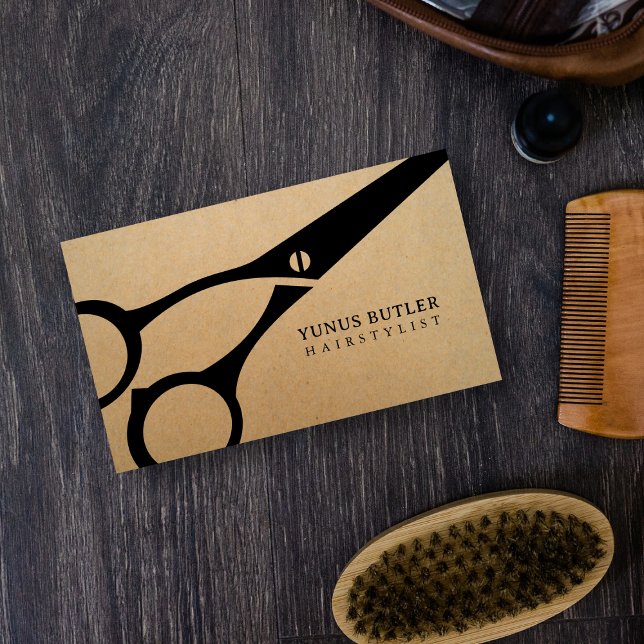 Hairstylist Scissor Kraft Business Card (Creator Uploaded)