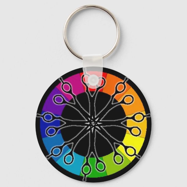 Hairstylist Scissors and Colour Wheel Keychain (Front)