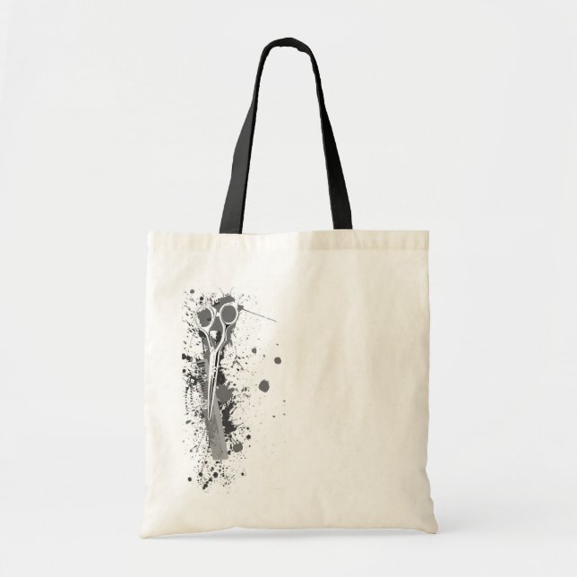 Hairstylist Scissors and Comb Splatter Tote Bag (Front)