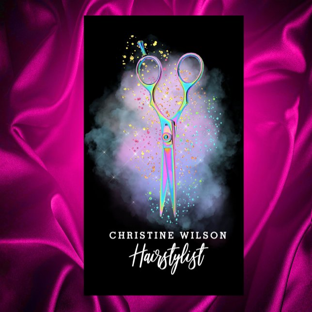 hairstylist scissors on purple cloud business card (Creator Uploaded)