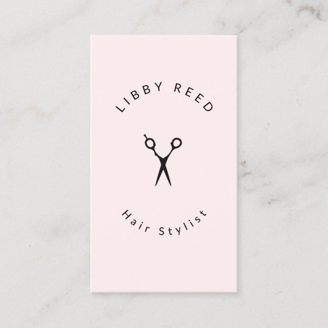 Hairstylist Scissors Salon Simple Light Pink Business Card (Front)