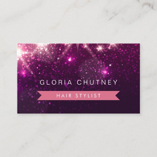 Hairstylist - Trendy Pink Glitter Business Card (Front)