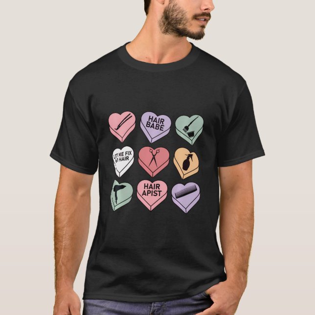 Hairstylist Valentines Day Hair Stylist T-Shirt (Front)