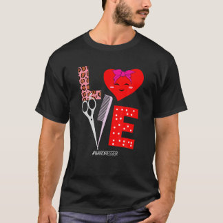 Hairstylist Valentines Day Hairdresser LOVE Scisso T-Shirt