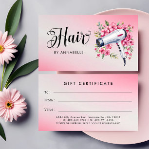 Hairstylist Watercolor Hairdryer Gift Certificate