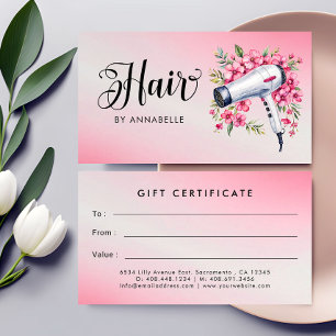 Hairstylist Watercolor Hairdryer Gift Certificate