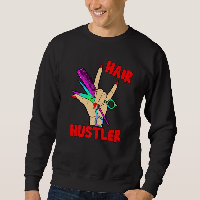 Hairstylist woman hairdresser womens rock hand she sweatshirt (Front)