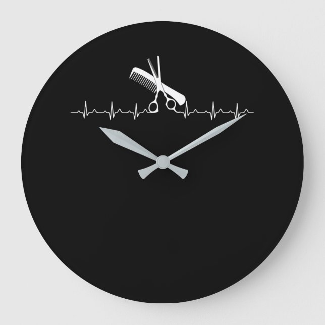 Hairstylists Heartbeat Love Hairdresser Large Clock (Front)