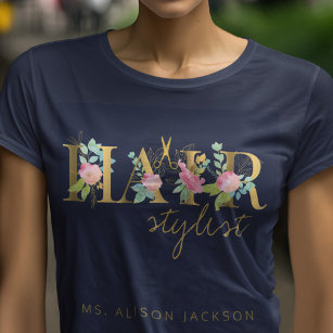 Hairstylist's name and typography logo hair salon T-Shirt
