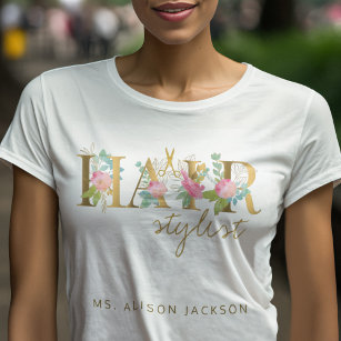 Hairstylist's name and typography logo hair salon T-Shirt
