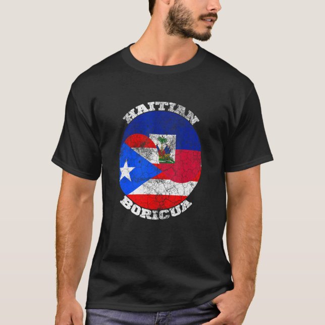 Haiti and Puerto Rico flag, Half Haitian Half Bori T-Shirt (Front)