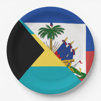 Haiti Bahamas Flag | Half Haitian Bahamian Flag Paper Plate