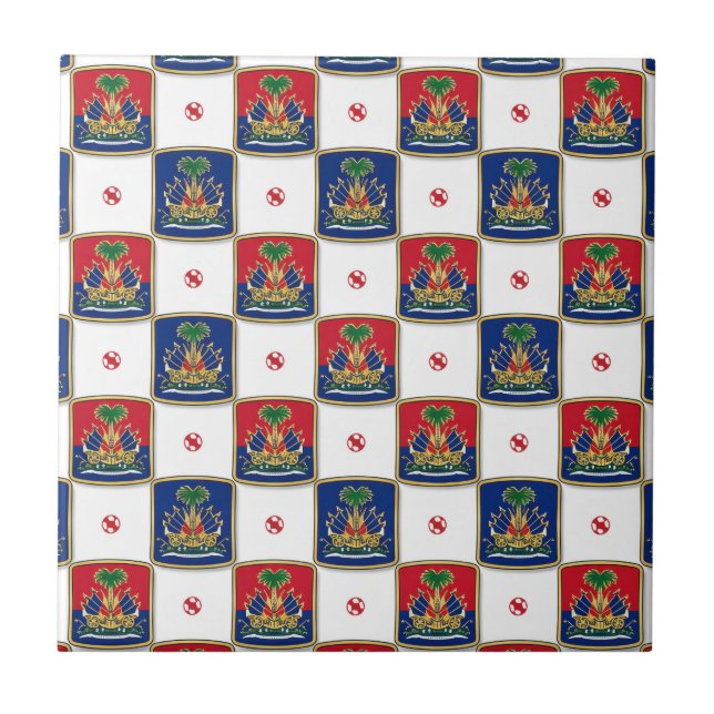Haiti Coat of Arms Chequerboard Pattern — Haitian  Ceramic Tile (Front)