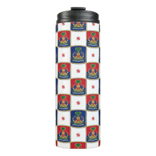 Haiti Coat of Arms Chequerboard Pattern — Haitian Thermal Tumbler