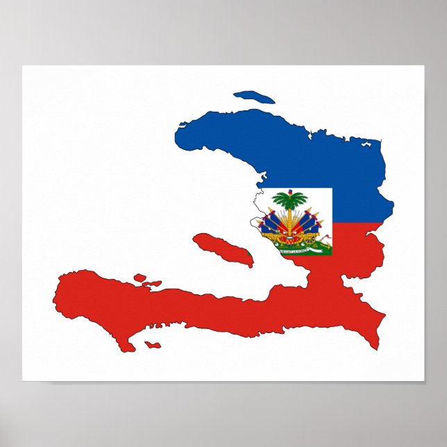 haiti country flag map shape symbol poster (Front)